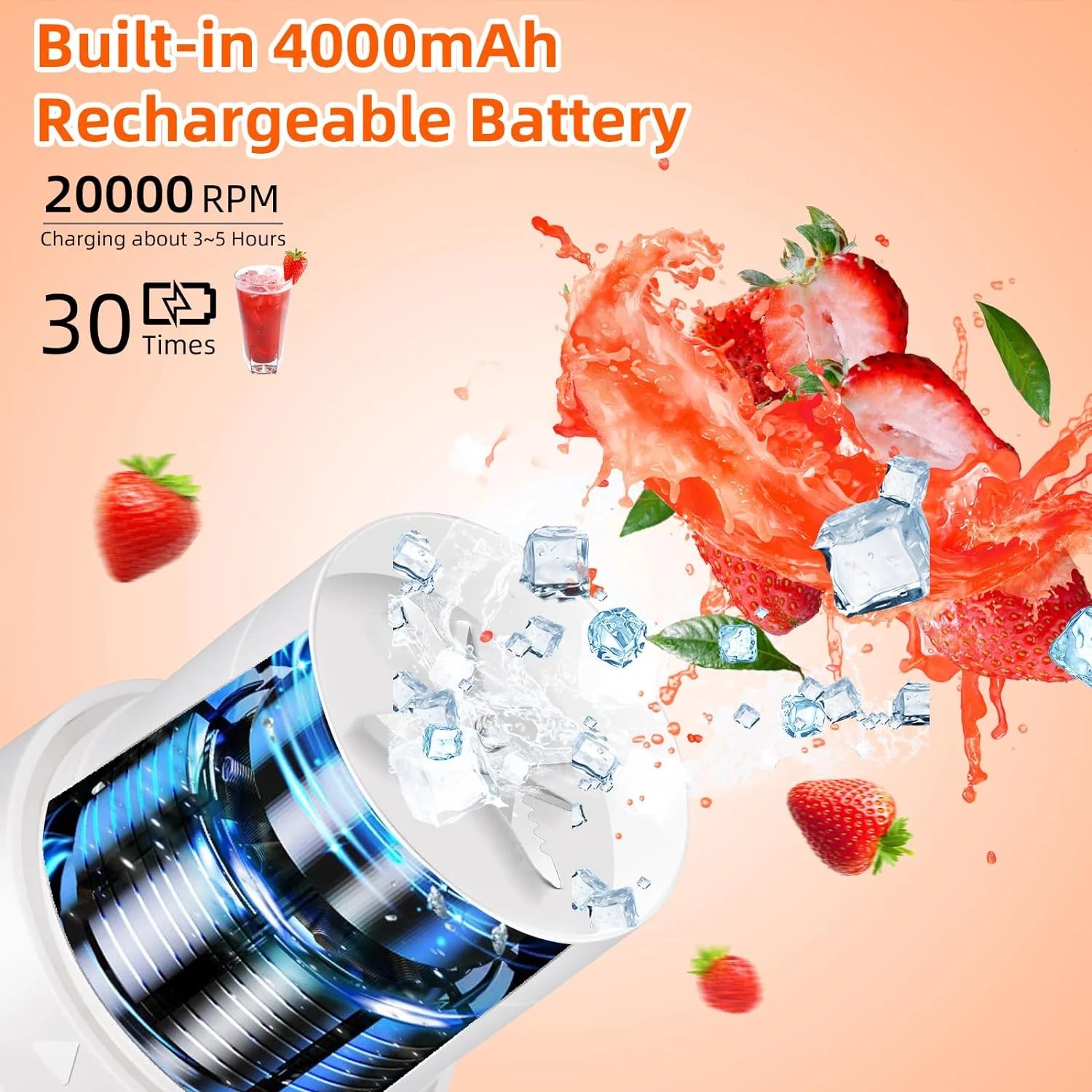 JLLOM Rechargeable Smoothie Blender - Portable and Self-Cleaning - Magnetic Switch, 16 Oz Capacity - Make Delicious Smoothies Anywhere, Anytime