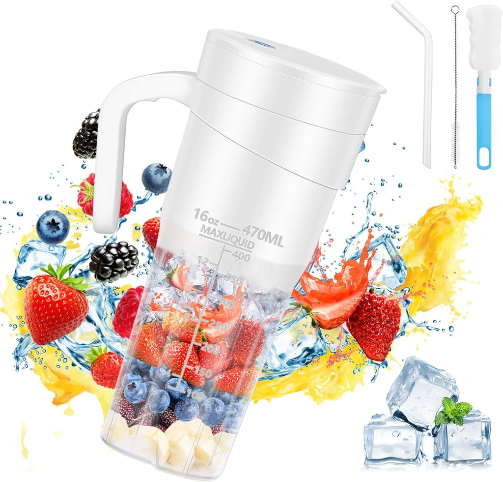 JLLOM Rechargeable Smoothie Blender - Portable and Self-Cleaning - Magnetic Switch, 16 Oz Capacity - Make Delicious Smoothies Anywhere, Anytime