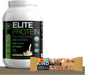 Elite Protein Powder - Vegan, Organic Plant Based Protein Powder, Pea and Hemp Protein, Muscle Recovery and Meal Replacement Protein Shake with 12 Kind Protein Bars (Vanilla - 1.24 Lbs)