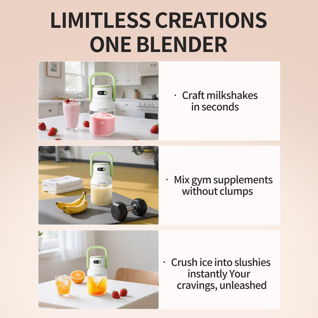 Portable Juicer, 1000 Ml Personal Blender Cup,Usb Rechargeable,Household Fruit Mixer for Shakes and Smoothies,,Bpa Free for Travel, Home and Office