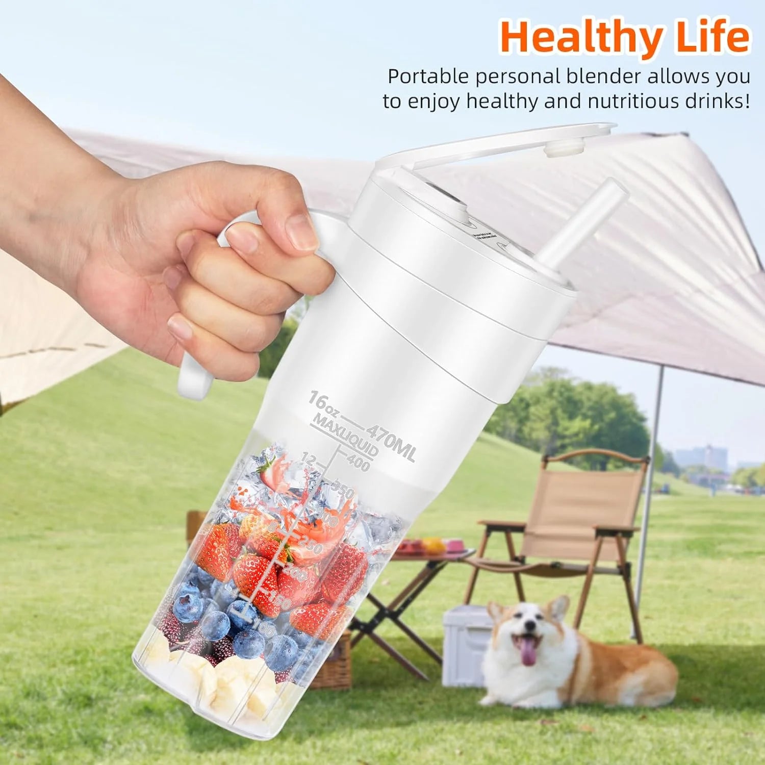 JLLOM Rechargeable Smoothie Blender - Portable and Self-Cleaning - Magnetic Switch, 16 Oz Capacity - Make Delicious Smoothies Anywhere, Anytime