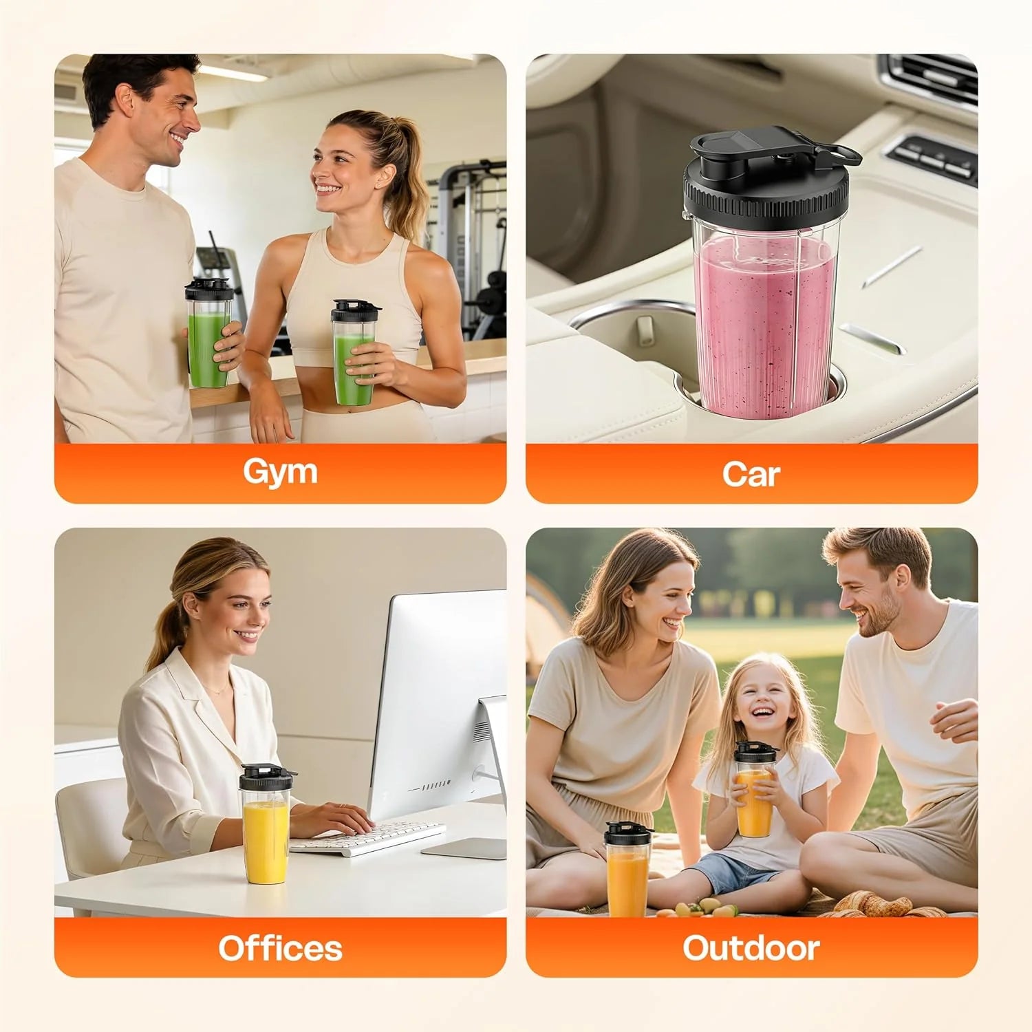 Blender for Smoothies Portable Personal Blender for Shakes and Smoothies for Kitchen with 2 * 24Oz Portable Cups and Extra Lid, Smoothie Maker Machine for Juices, Baby Food, Nutritious Recipe