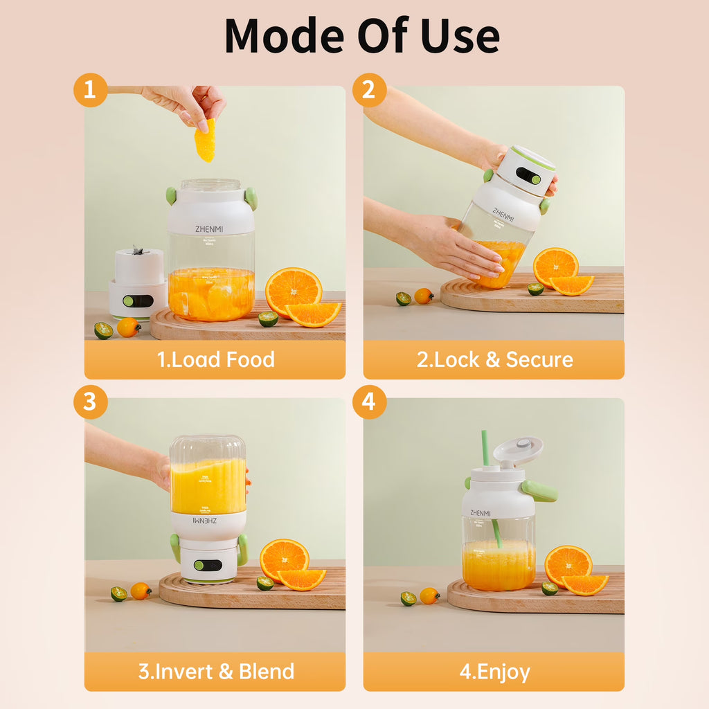 Portable Juicer, 1000 Ml Personal Blender Cup,Usb Rechargeable,Household Fruit Mixer for Shakes and Smoothies,,Bpa Free for Travel, Home and Office